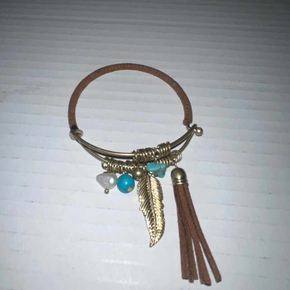 Brown & turquoise charm Bracelet - Picture 2 of 6